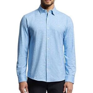 Psycho Bunny Mens Blue Textured Pima Cotton Blend Long Sleeve‎ Button Down